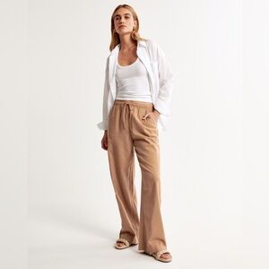 Abercrombie Linen Blend Pull On Wide Leg Pant
